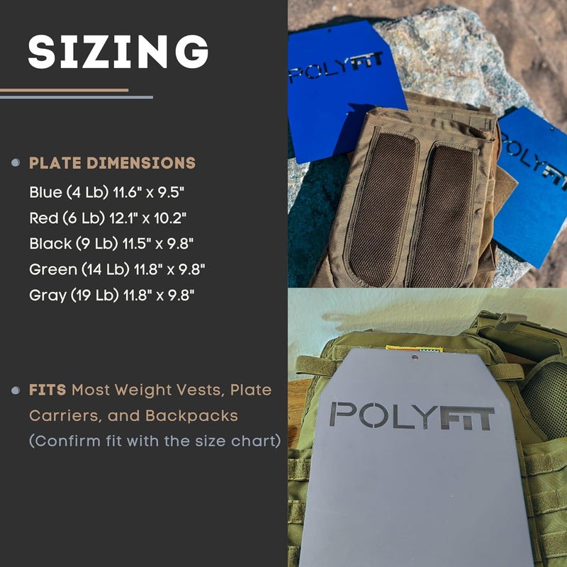 Polyfit Weight Vest Plates - Weighted Plates for Strength Training Weight Vests - 4lb, 6lb, 9lb, 14lb, 19lb Pairs - Image 4